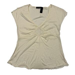 DKNY NWT Cream Ruched Blouse SZ L
